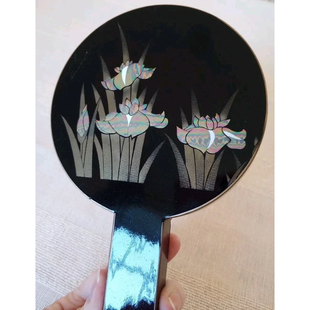 VTG Otagiri Double Nesting Mirrors Black W/ Pearl Iris Lacquerware Japan